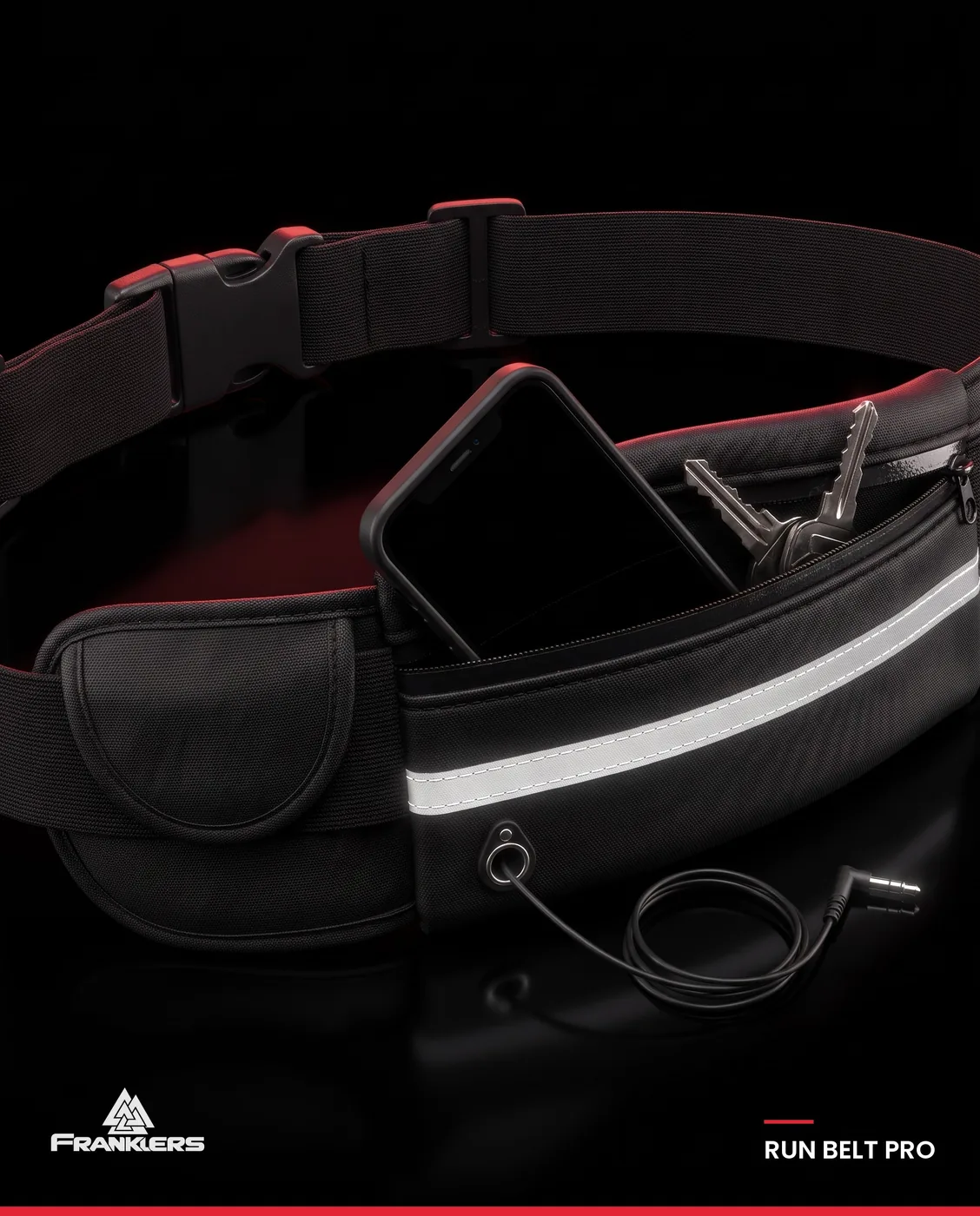 Bolsillos del RUN BELT PRO con celular y llaves